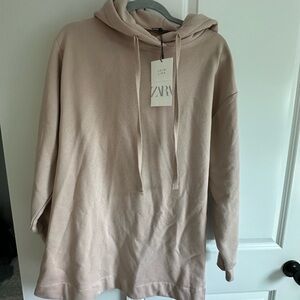 Zara Beige Hoodie Sweater Dress